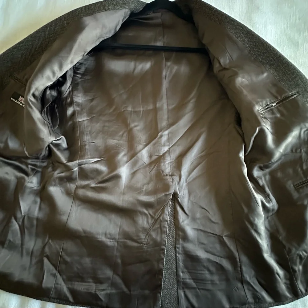 English Manor Blazer Mens 46 Herringbone Tweed Sport Coat Equestrian Heritage - Picture 5 of 13